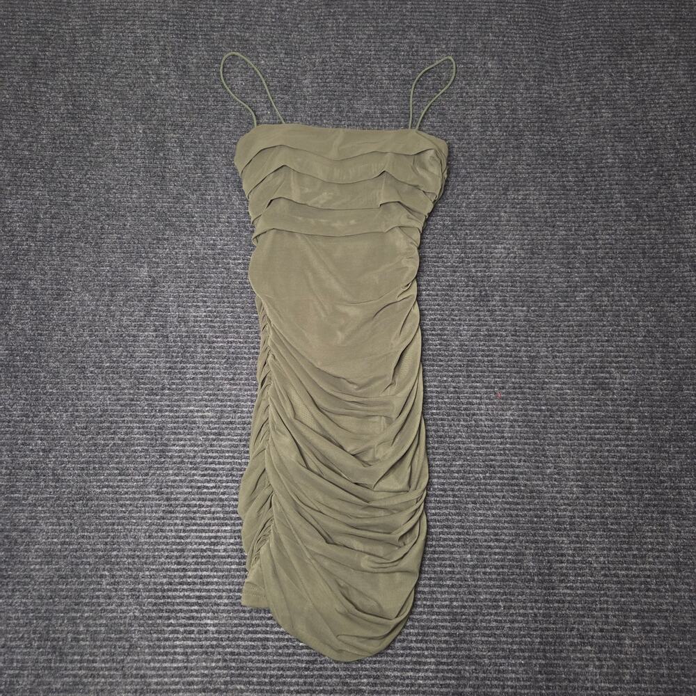 Princess Polly Rushed Pencil Olive Green Strappy Mini Dress Size 2 Mermaid
